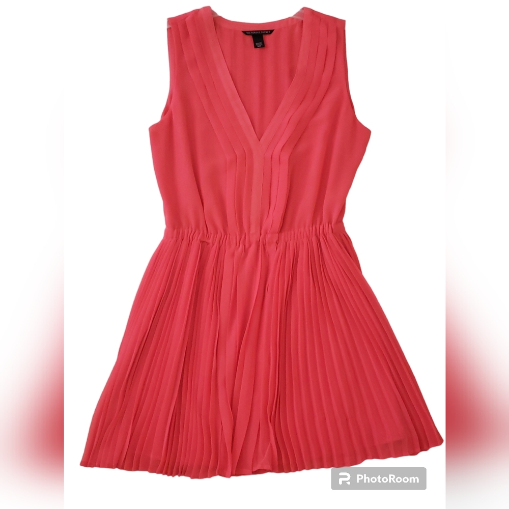 NWOT Victoria's Secret Coral Pleated V-neck Dress
